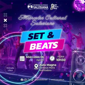 Afiche del Miércoles Cultural Salesiano - Set & Beats